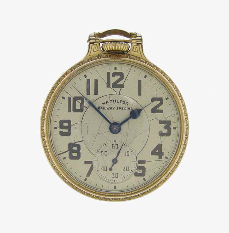 Appraisal: HAMILTON RAILWAY SPECIAL POCKET WATCH Post World War II pocket