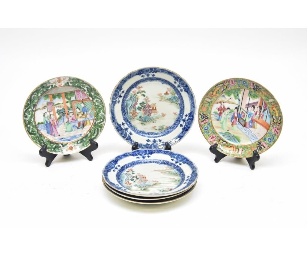 Appraisal: Four Chinese porcelain plates th c with landscape vignettes dia