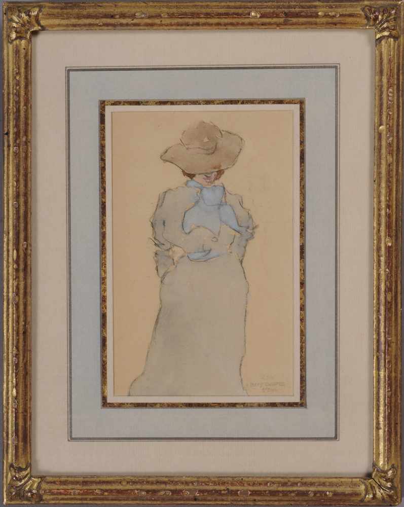 Appraisal: ROY DAVIS TH C WOMAN IN HAT AND BLUE SCARF