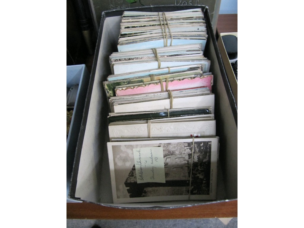 Appraisal: Lot comprising box of loose postcards and two postcard albums