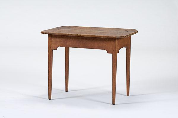 Appraisal: TAVERN TABLE IN RED STAIN American th century with rounded-corner