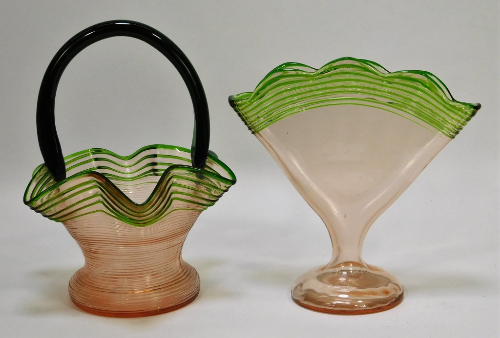 Appraisal: KRALIK THREADED BOHEMIAN ART GLASS VASES Bohemia th CenturyLot includes