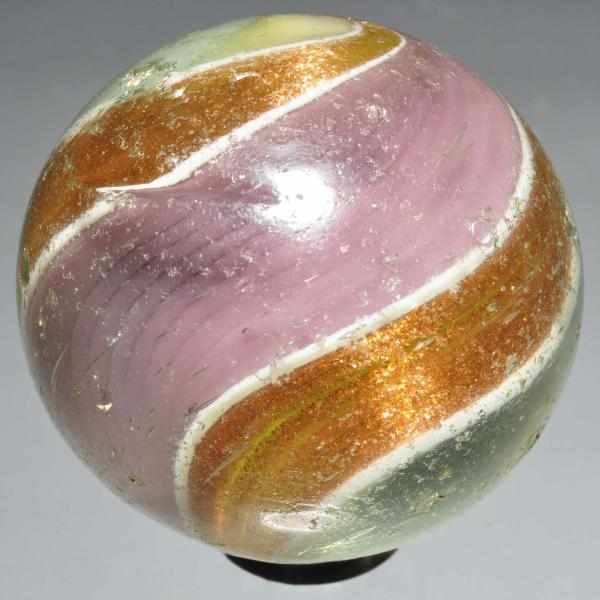 Appraisal: Large Ribbon Lutz Marble Description Lavender and yellow Very nice