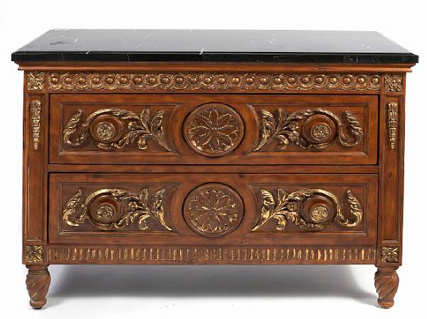 Appraisal: A Continental Baroque style parcel gilt mixed wood chest height