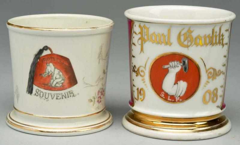 Appraisal: Lot of Fraternal Shaving Mugs Includes one Boston Souvenir elephant