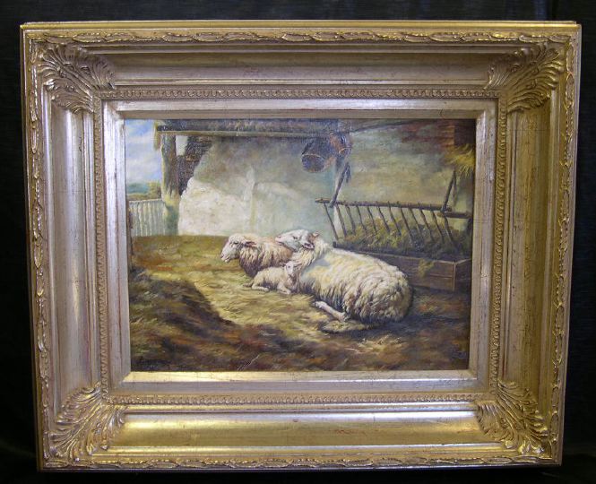 Appraisal: British School th Century Resting Sheep oil on canvas x