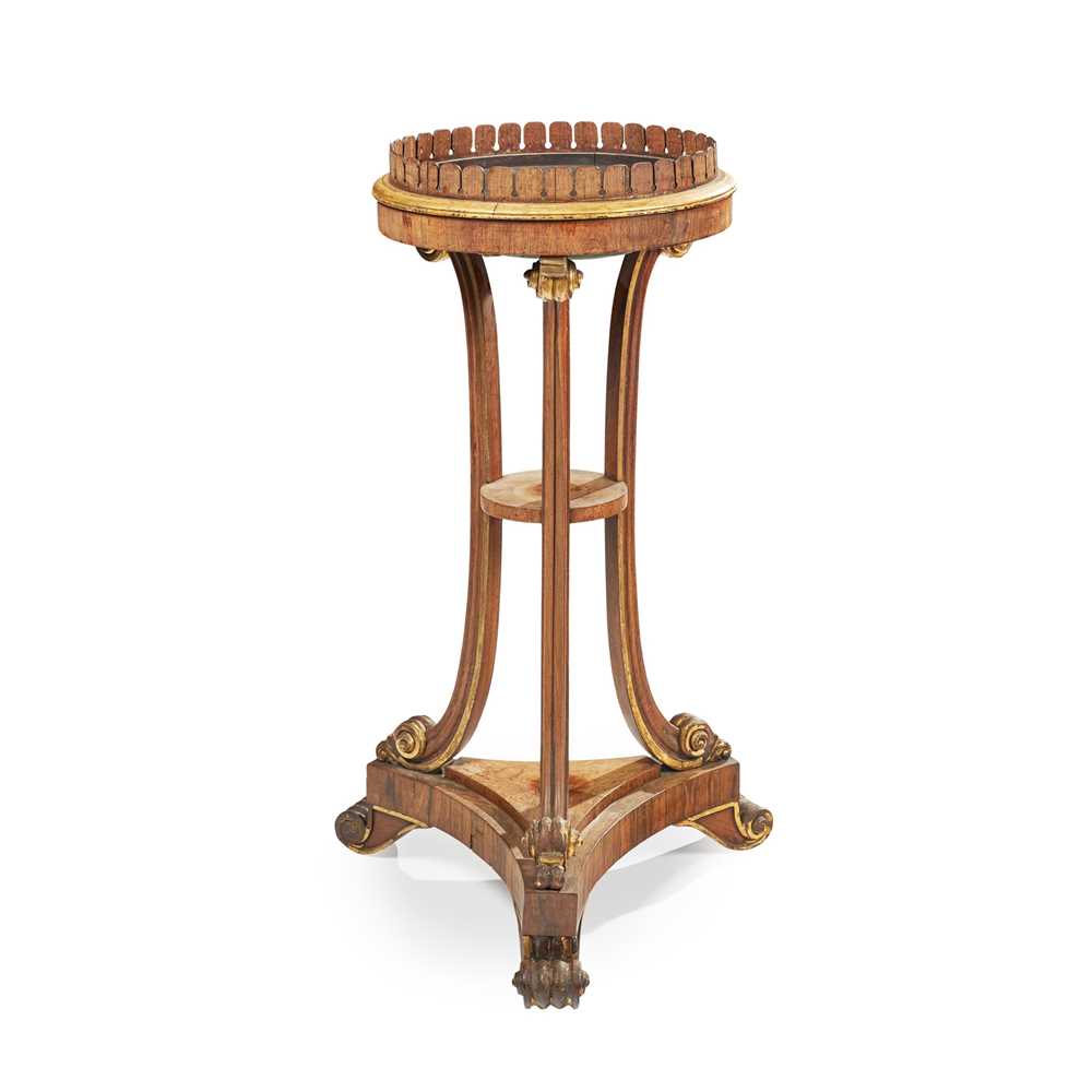 Appraisal: Y GEORGE IV ROSEWOOD PARCEL-GILT JARDINIERE STAND POSSIBLY GILLOWS EARLY