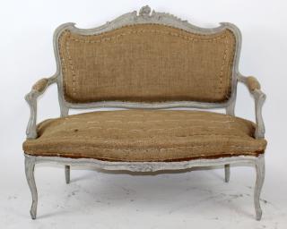 Appraisal: French Louis XV painted settee French Louis XV painted settee