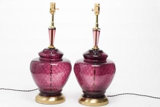 Appraisal: Italian Murano Amethyst Glass Table Lamps Pair Pair of large