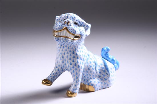 Appraisal: HEREND PORCELAIN FU DOG Printed and incised marks Decorated in