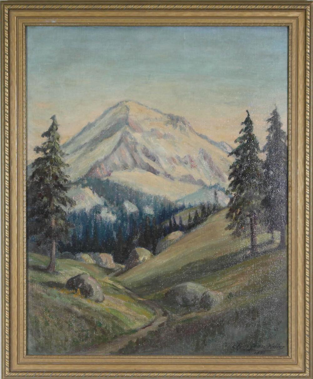 Appraisal: CLYDE LEON KELLER Oregon - oil on board Mt Hood