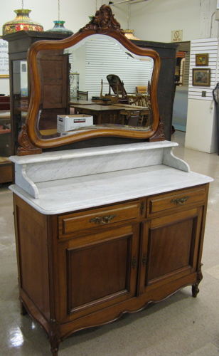 Appraisal: LOUIS XV STYLE MAHOGANY DRESSER WITH ATTACHED MIRROR French th