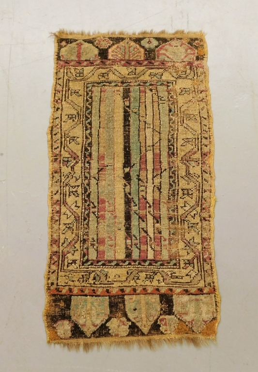 Appraisal: ANTIQUE TURKISH YASTYK RUG Caucasus Circa Blue sage green pink