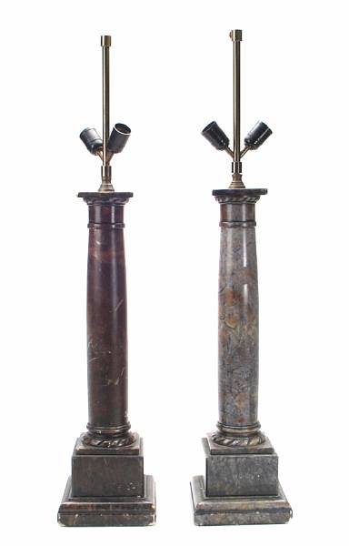 Appraisal: A pair of onyx marble form table lamps height in