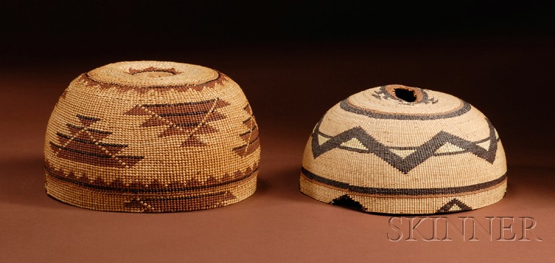 Appraisal: Two Northern California Polychrome Twined Basketry Hats c both with