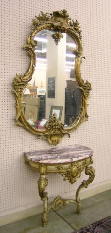 Appraisal: French style marble top console and coordinating mirror circa 's