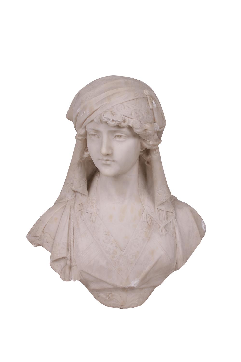 Appraisal: ITALIAN CARVED MARBLE BUST OF A WOMANsigned A Cipriani probably