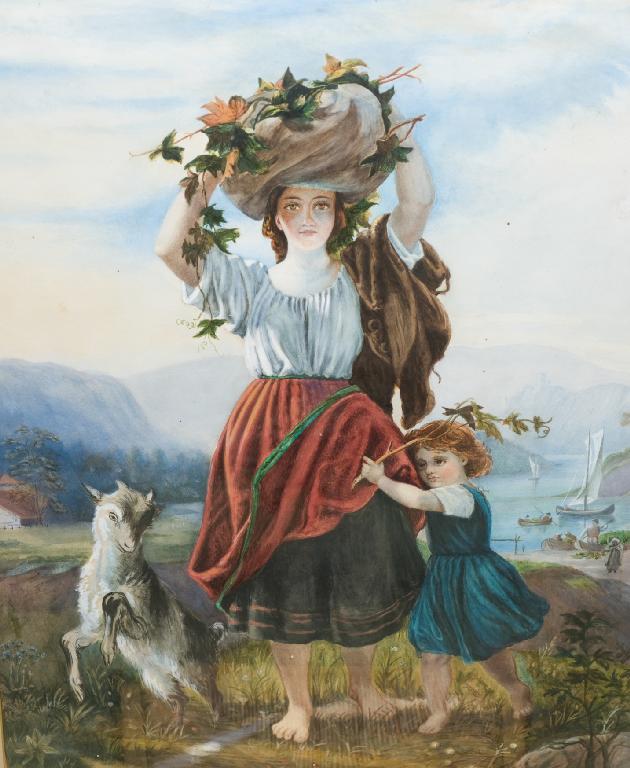 Appraisal: CONTINENTAL SCHOOL th CENTURY PEASANT WOMAN WITH A BASKET OF