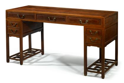 Appraisal: Chinese hualimu pedestal desk Qing dynasty