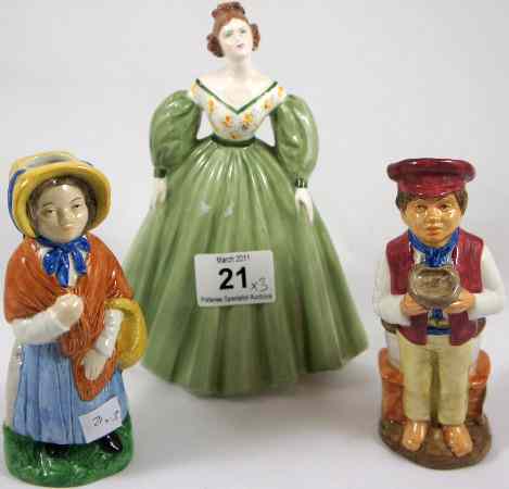 Appraisal: Coalport Figure in a Green Dress Coco seconds Wood and