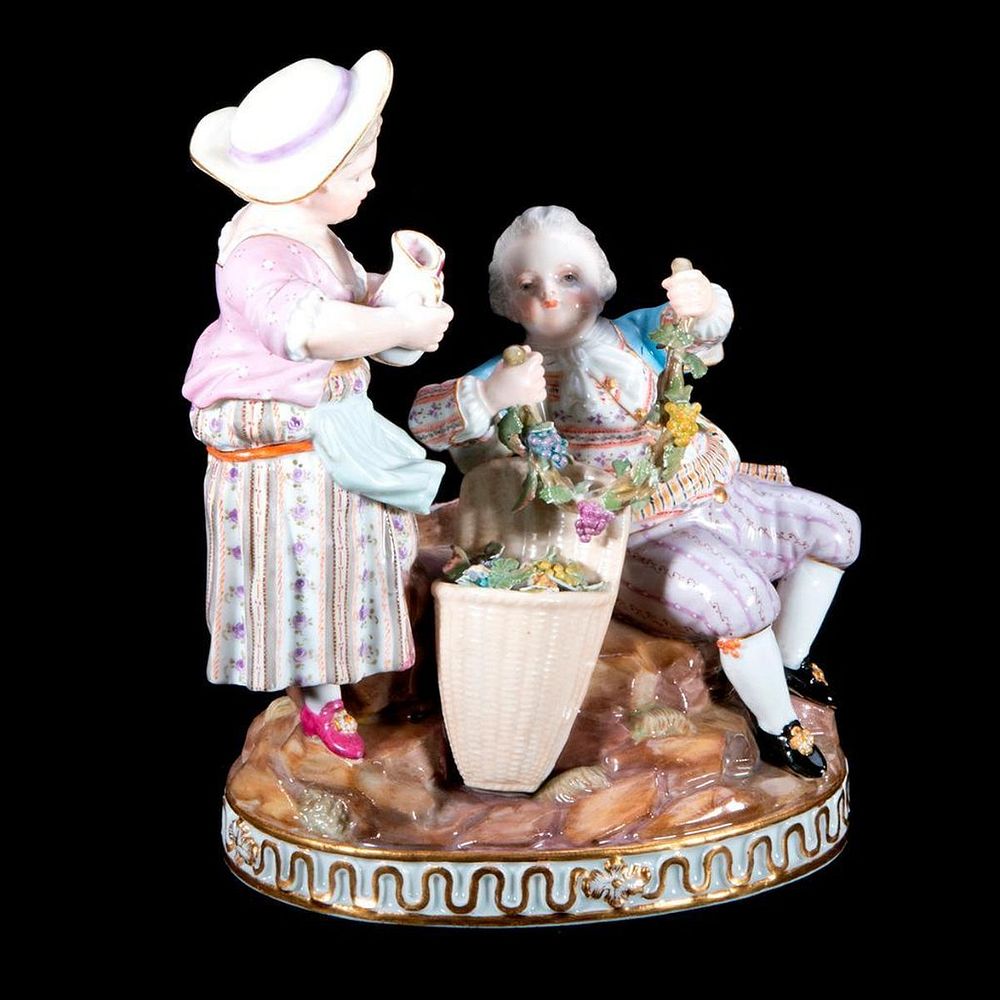 Appraisal: Meissen Wine Group Meissen Group of a girl and boy