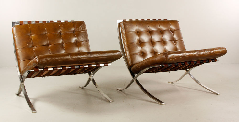 Appraisal: - Pair of Mies van der Rohe Knoll Barcelona Chairs