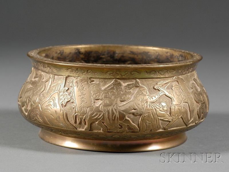 Appraisal: Bronze Censer China th century surface engraved and carved with