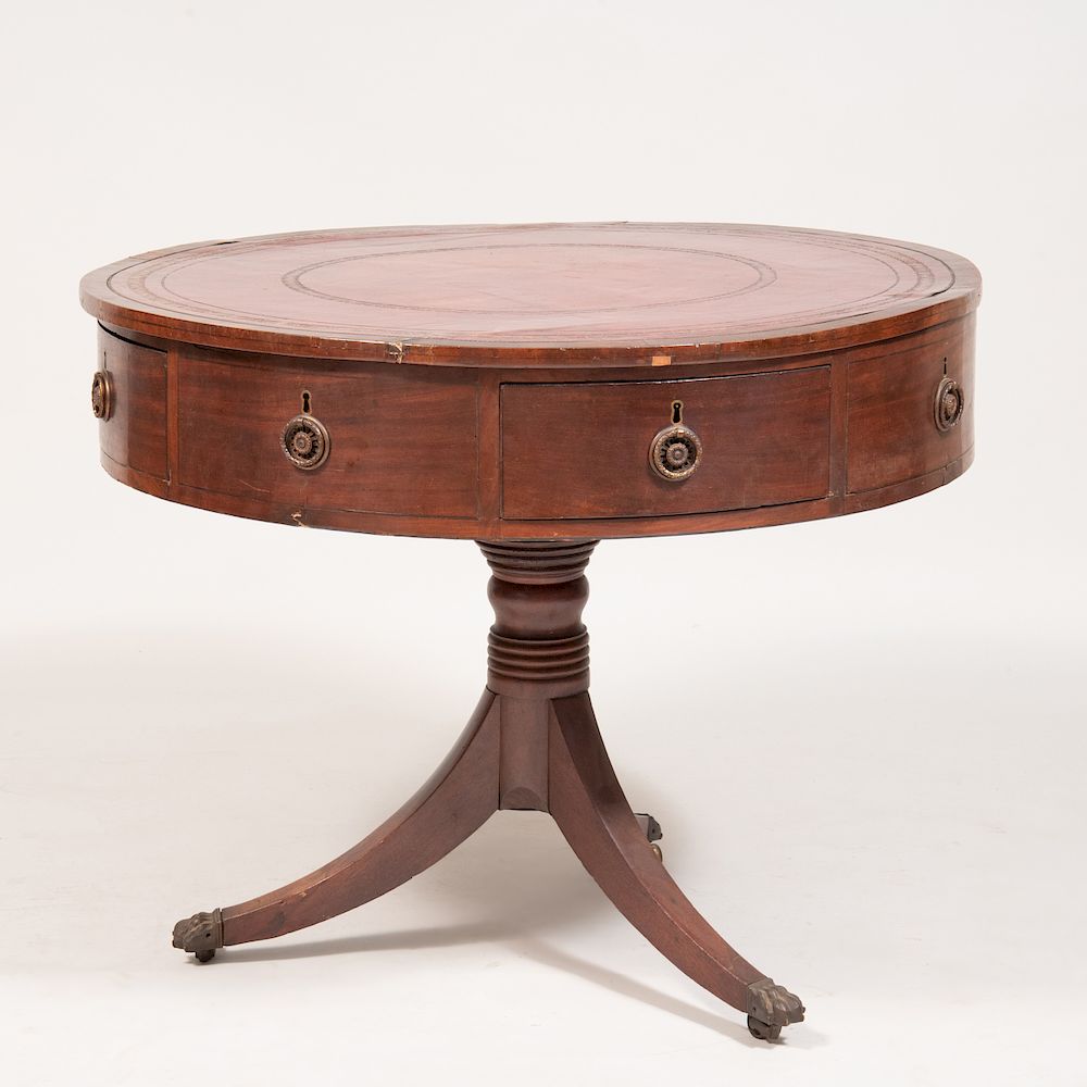 Appraisal: George III Mahogany Rent Table Fitted with a leather top