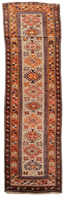 Appraisal: Serab Runner Persian eleven central medallions with hook borders on