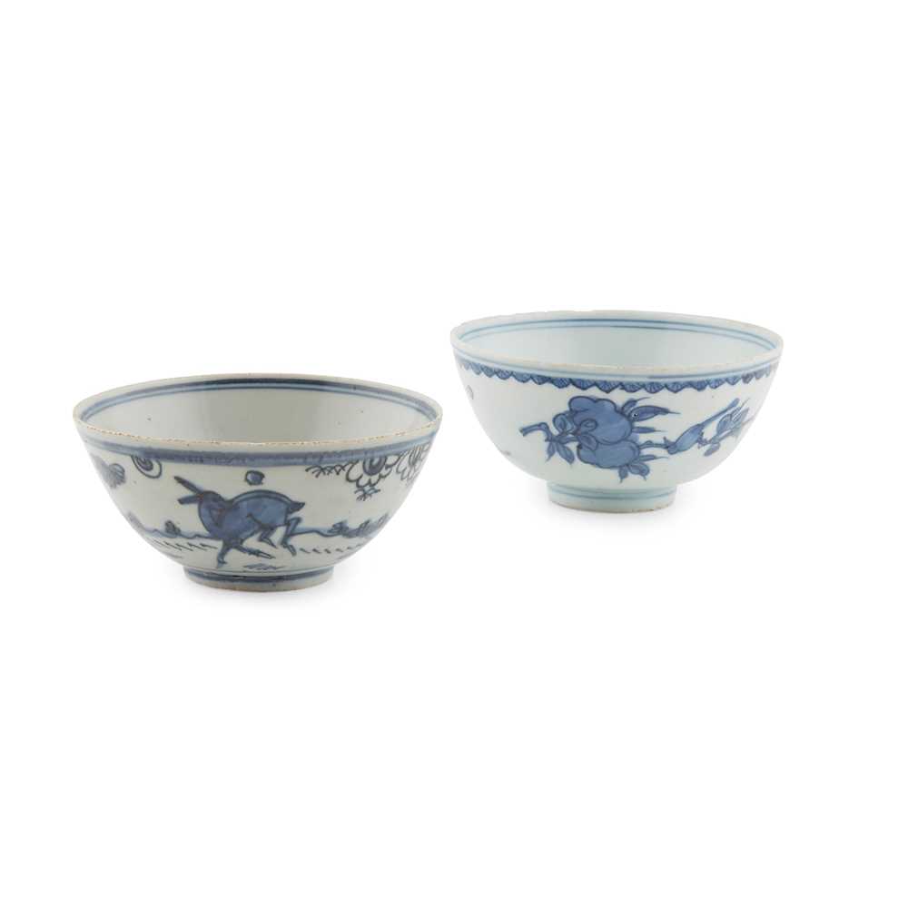 Appraisal: TWO BLUE AND WHITE BOWLS MING DYNASTY comprising one decorated