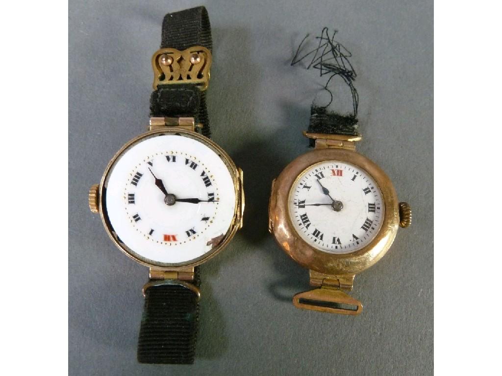 Appraisal: LADY'S SWISS ct GOLD WRIST WATCH with white porcelain roman