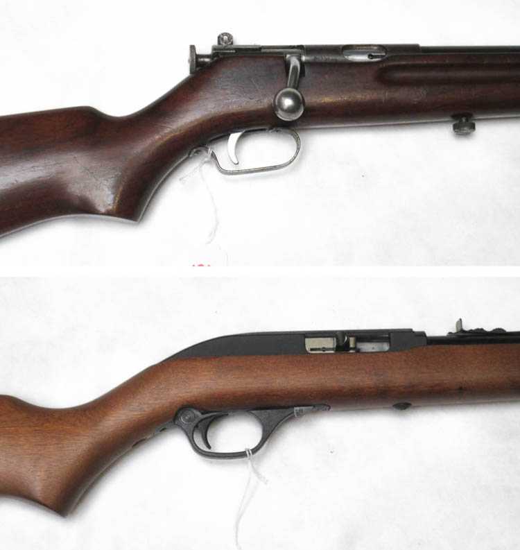 Appraisal: TWO CALIBER RIFLES Marlin model semi automatic barrel hardwood stock