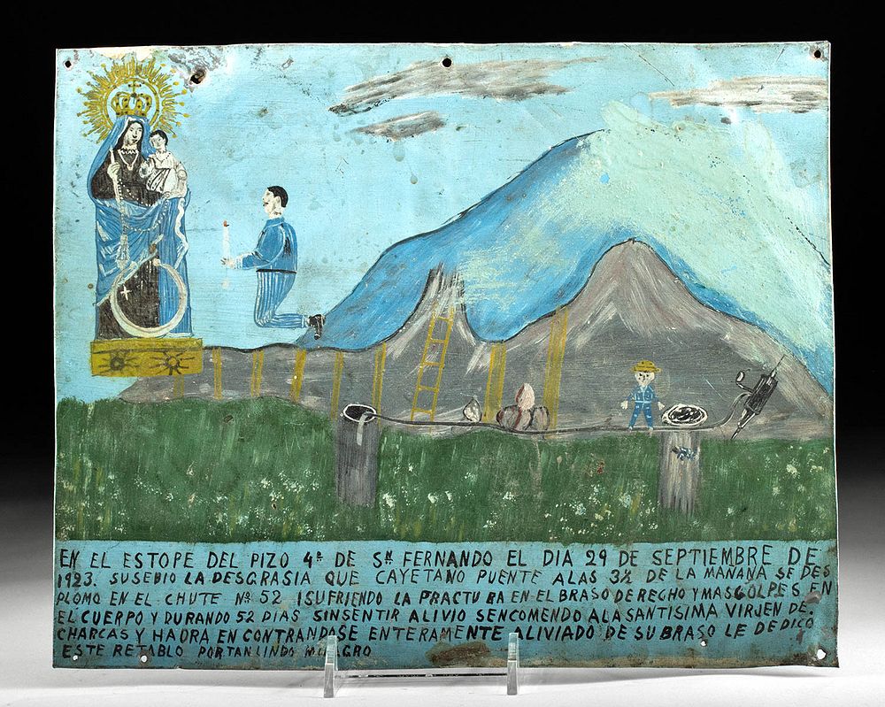 Appraisal: Mexican Ex-Voto of a Mine Accident Latin America Mexico ca