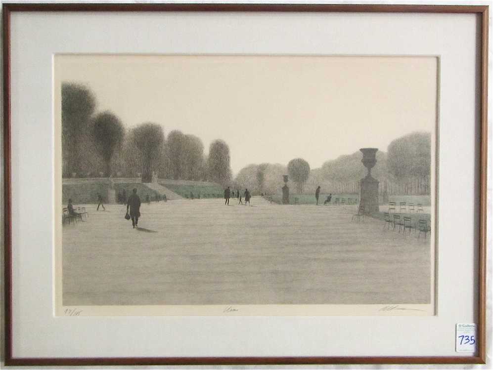 Appraisal: HAROLD ALTMAN COLOR LITHOGRAPH Pennsylvania France - Urns Paris park