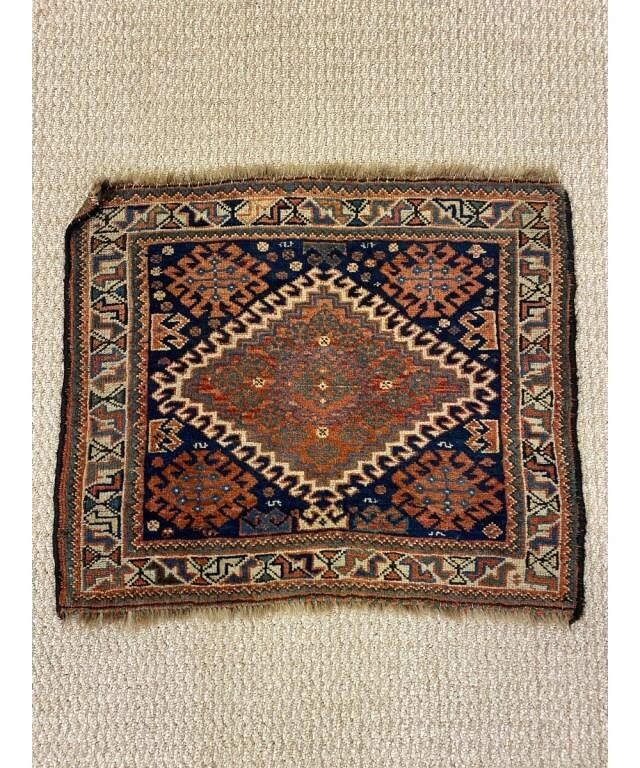 Appraisal: Kurdish saddle bag cover circa in geometric patterns '- x