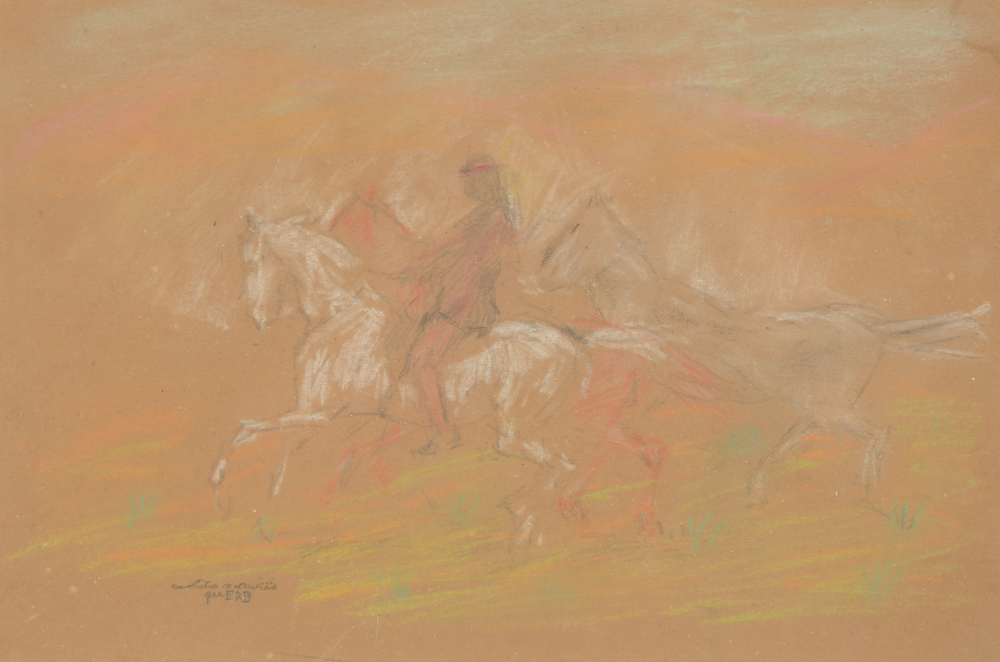 Appraisal: DAVIES Arthur B American - Horses with Figure on Horseback