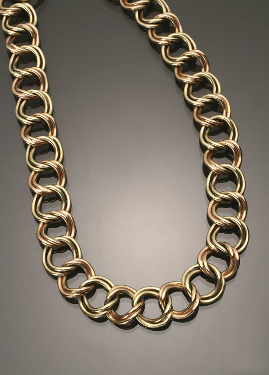 Appraisal: Retro Choker Length -Karat Rose and Green-Gold Necklace Circa Weight