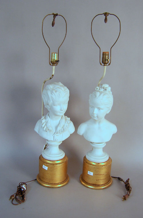 Appraisal: Pair of parian table lamps