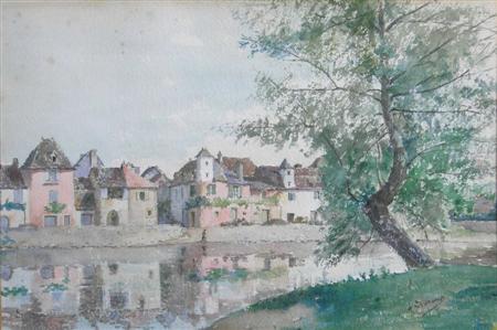 Appraisal: CONTINENTAL SCHOOL RIVER REFLECTIONS Indistinctly signed inscribed and dated watercolour