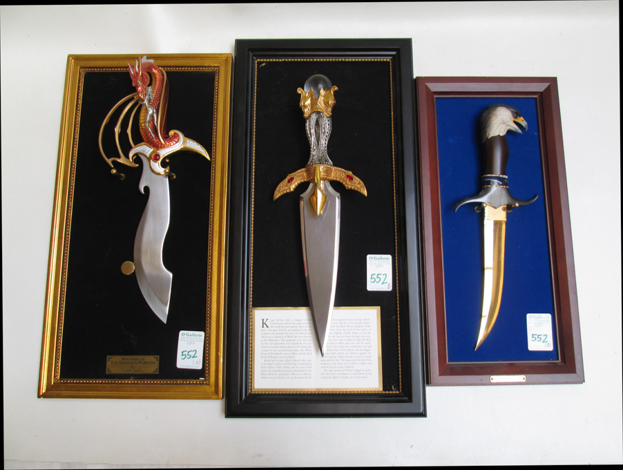 Appraisal: THREE COLLECTABLE KNIVES Mistress of the Dragons Passion having scantly