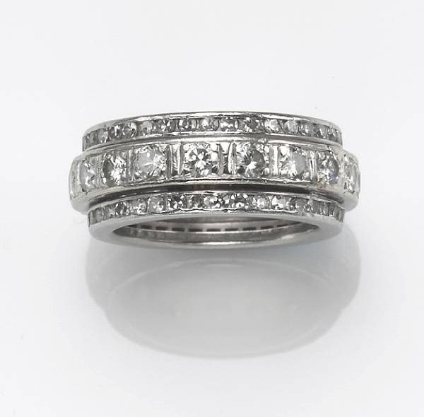 Appraisal: A diamond and platinum eternity band estimated total diamond weight