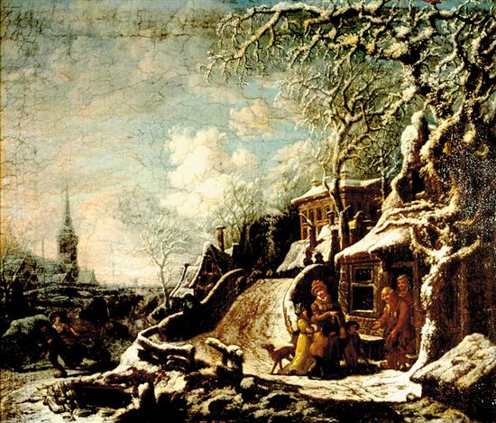 Appraisal: German school th century WINTER SCENE AT THE MANOR HOUSE