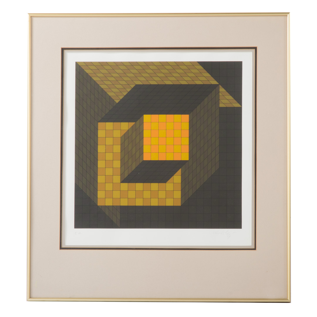 Appraisal: Victor Vasarely Untitled serigraph Hungarian American - Cube composition color