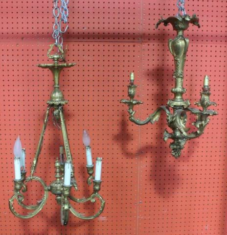 Appraisal: Bronze Chandelier Lot Includes a arm eagle head chandelier with