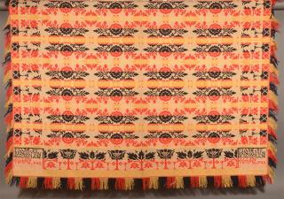 Appraisal: Leigh County PA Four Color Jacquard Coverlet Leigh County Pennsylvania