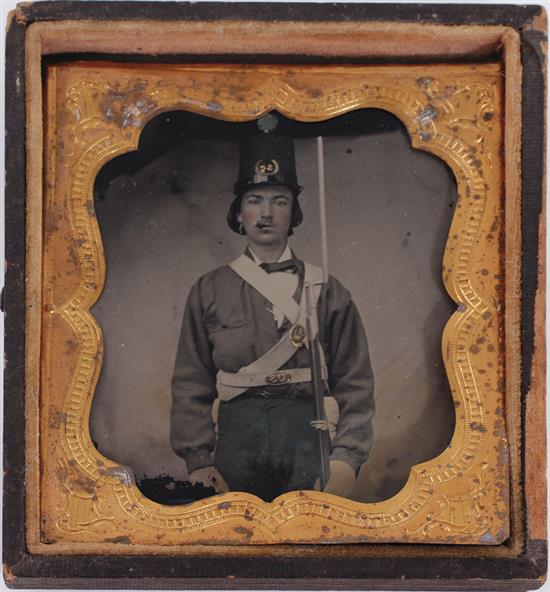 Appraisal: Civil War era ambrotype of soldier in uniform mid th