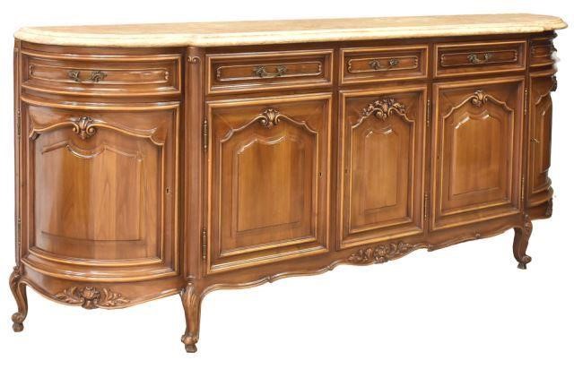 Appraisal: French Louis XV style marble-top walnut sideboard th c shaped