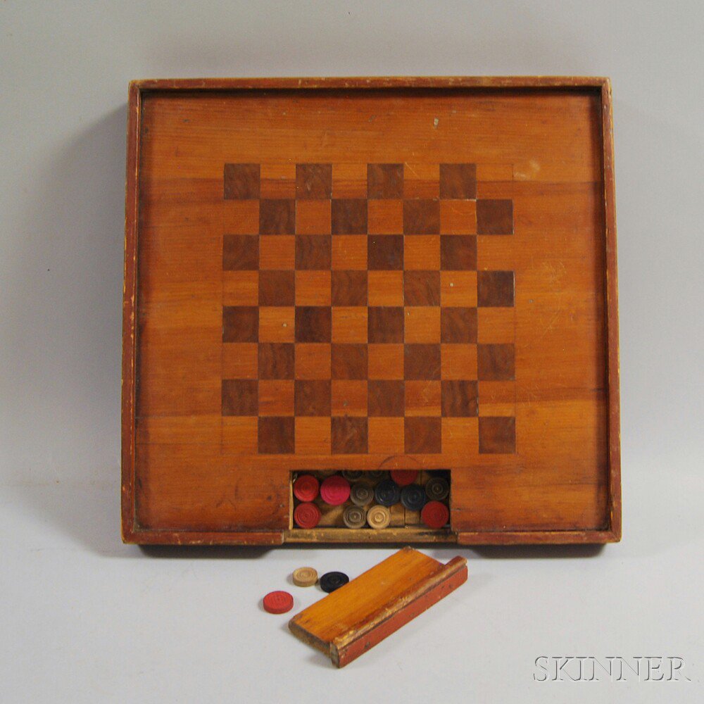 Appraisal: Inlaid Game Board America late th century the checkered board