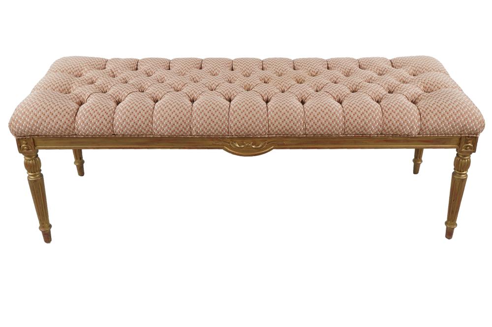 Appraisal: LOUIS XVI STYLE GILT BENCH th century inches wide inches