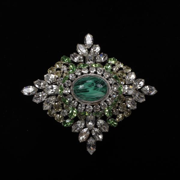 Appraisal: Schreiner Gripoix Glass Cabochon Rhinestone Diamante Brooch Pin Pedant